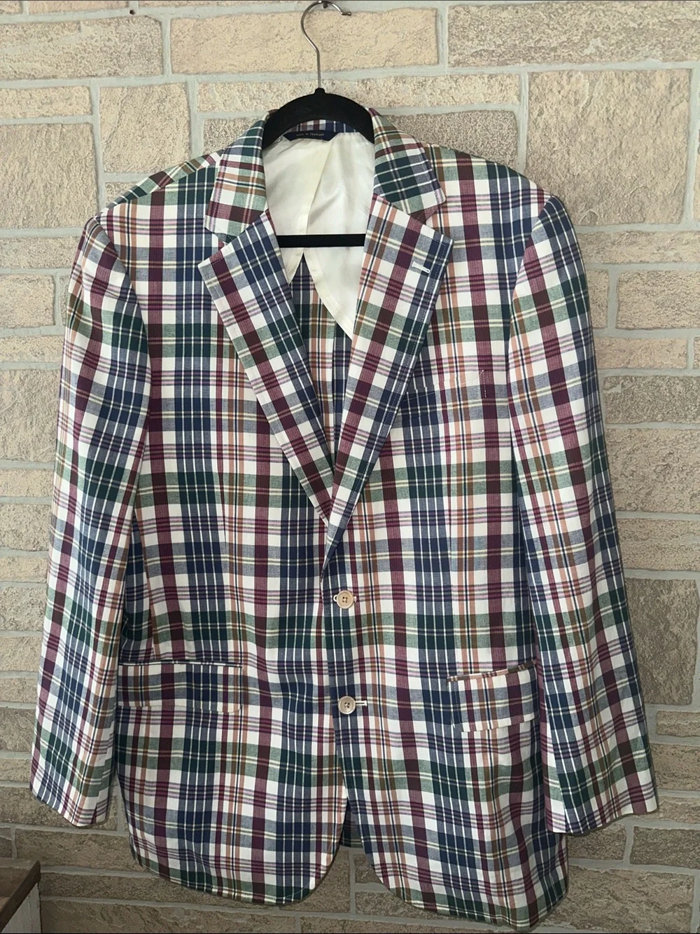 NWOT! Brooks Brothers Blue/Red Madras Plaid Cotton Sport Coat Men’s 41L Blazer